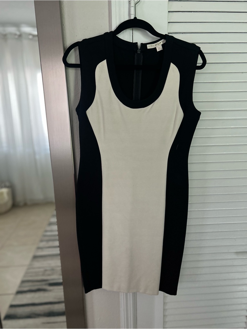 Boston Proper Black and White Colorblock Sheath Dress